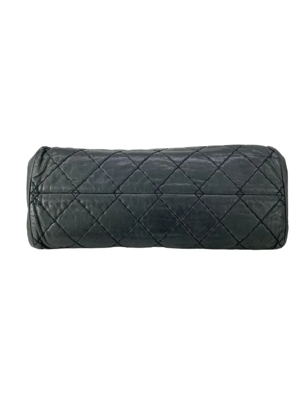 Chanel Shoulder Bag Mademoiselle Bowling Black Chain Silver Leather
